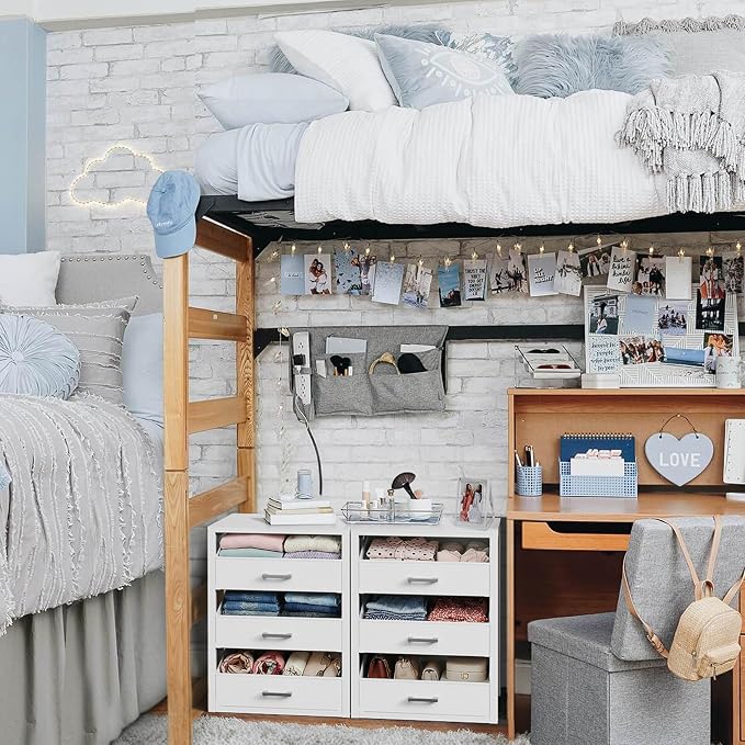 BOLUO Closet Drawers White Fabric 3 Drawer Small Dresser for Closet Organizers and Storage Bedroom Dorm Modern