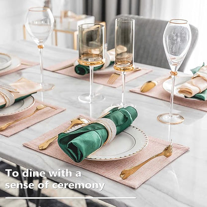 Home Brilliant Placemats Set of 6 Pink Apricot Table Place Mats for Women Wedding Valentines Decoration Blush Placemats Washable Place Mats for Dining Kitchen Restaurant Table, Pink