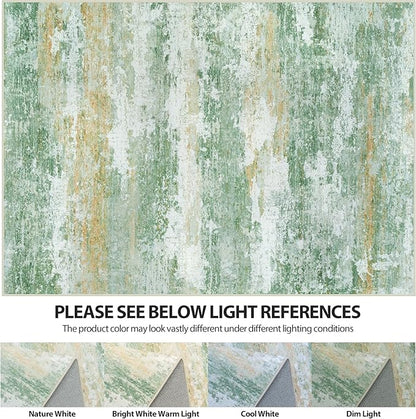 6x9 Area Rugs for Living Room Rug Washable: Abstract Rug for Dining Room Bedroom Carpet Non Slip 6 by 9 Indoor Modern Nursery Home Office Green