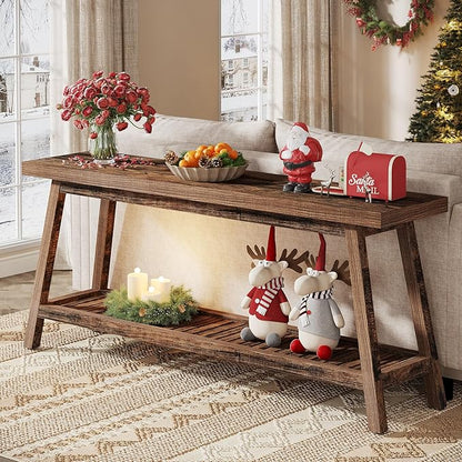 Tribesigns 70.86-Inch Console Table for Entyrway, Farmhouse 2-Tier Entry Entrance Table, Narrow Long Sofa Table Behind Couch, Rustic Brown