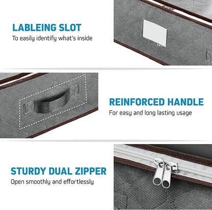 Under Bed Storage Bins - Pack Of 8 Under The Bed Storage Containers For Clothes, Blankets, Winter Clothing, & Shoes - Underbed Storage Containers With Handles, Dual Zippers, & Clear Top