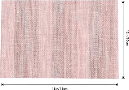 Leetaltree Misty Rose Placemats Set of 12 - Heat Resistant Non-Slip Place mats for Dining Table, Washable Durable PVC Vinyl Woven Table Mats（Misty Rose, 12）