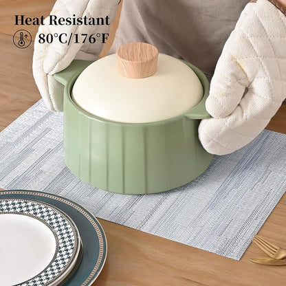 Leetaltree LightSteel Blue Placemats Set of 6 - Heat Resistant Non-Slip Place mats for Dining Table, Washable Durable PVC Vinyl Woven Table Mats（LightSteel Blue, 6）