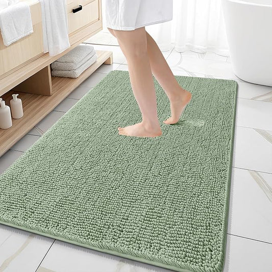 OLANLY Large Bathroom Rugs 59x35, Extra Soft Absorbent Chenille Bath Rugs, Rubber Backing Quick Dry, Machine Washable Bath Mats for Bathroom Floor, Tub and Shower, Home Decor Accessories, Sage Green