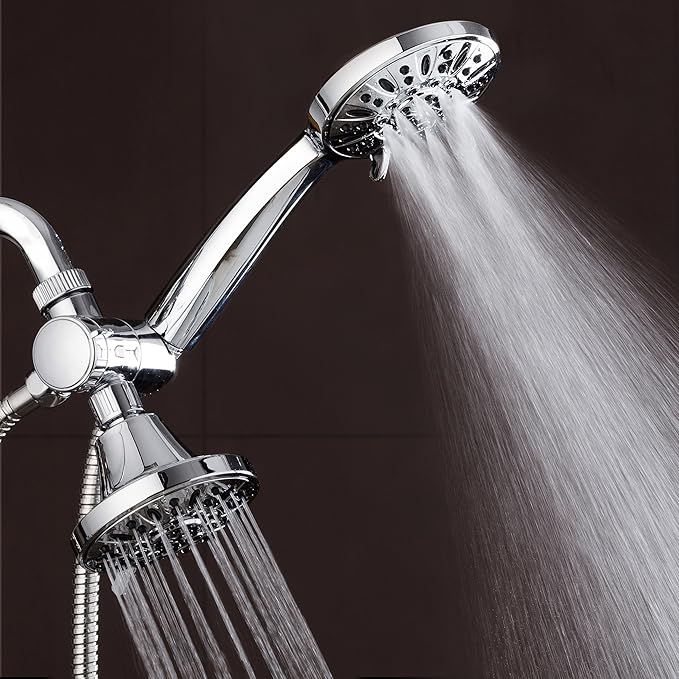 AquaDance Total Chrome Premium High Pressure 48-setting 3-Way Combo for The Best of Both Worlds – Enjoy Luxurious 6-setting Rain Shower Head and 6-Setting Hand Held Shower Separately or Together