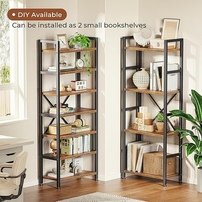 SUPERJARE Triple Bookshelf, Bookcase with 11 Open Display Shelves, Wide Book Shelf Book Case for Home & Office, 4 Tier, Rustic Brown