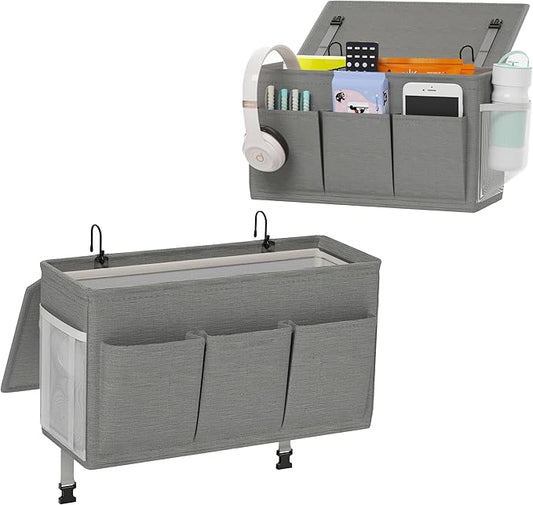 Edudif Dual-purpose Bedside Caddy Bedside Organizer, Bed Caddy with 6 Pockets, Versatile Bedside Storage Solution Magazine Remotes holder, ideal for Home, Dorm, Hospital, Crib Bed