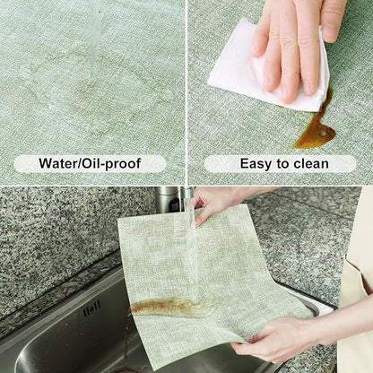 Homaxy Faux Leather Heat Resistant Placemats for Dining Table Set of 8, Waterproof Wipeable Washable PU Table Mats, Easy to Clean Anti-Slip Place Mats, 11.8" x 17", Grass Green