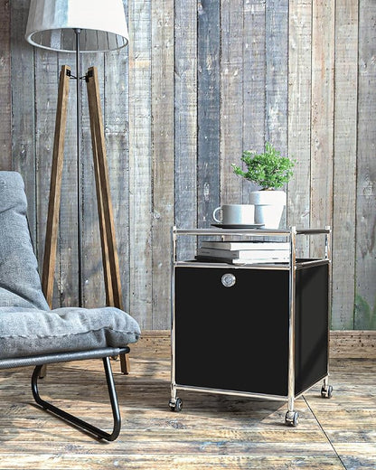 Simplink Matte Storage Cart with Flap Door, Large Capacity Storage Cart with Detachable Wheels, DIY Modern Home Furnishing, Great for Home, Office, Bedroom, Kitchen (Black)