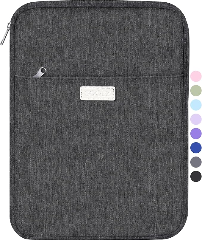 Sooez Zipper Binder Bag, 1 Inch Binders 3 Ring O-Ring, 5-Tab Dividers Expanding File Folder, 500-Sheet Capacity Three Ring Binder, Gray