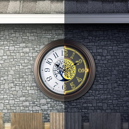 La Crosse Technology Indoor/Outdoor Lighted Dial Analog Quartz Wall Clock, 18" Dia. (403-3246BR)