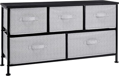 Amazon Basics Extra Wide Fabric 5-Drawer Storage Organizer Unit for Bedroom Closet, Black