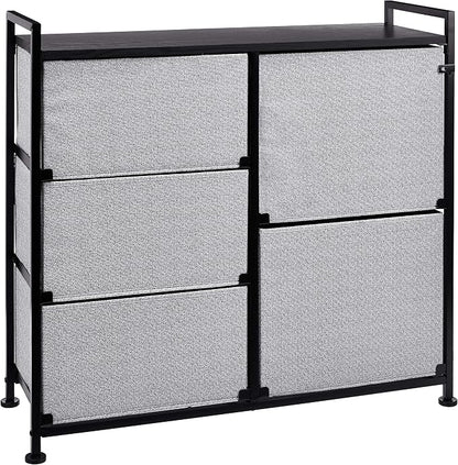 Amazon Basics Closet Organizer with 5-Fabric Storage Drawers for Bedroom, Living Room, Black