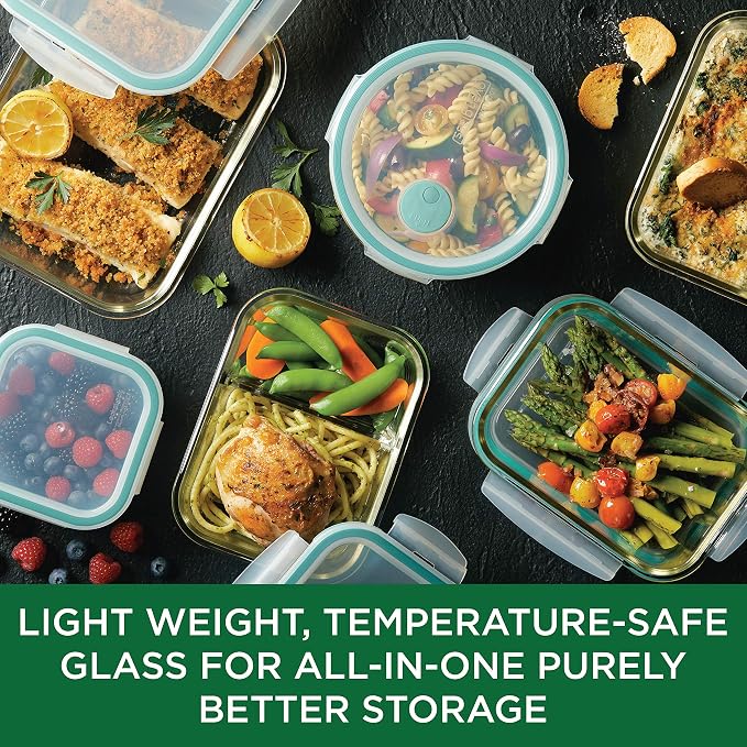 LOCK & LOCK Purely Better Glass Food Storage Container Set, 10 Piece, Clear
