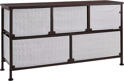 Amazon Basics Extra Wide Fabric 5-Drawer Storage Organizer Unit for Bedroom Closet, Bronze