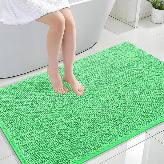 OLANLY Large Bathroom Rugs 47x32, Extra Soft Absorbent Chenille Bath Rugs, Rubber Backing Quick Dry, Machine Washable Bath Mats for Bathroom Floor, Tub and Shower, Home Decor Accessories, Mint Green