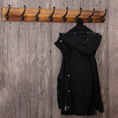 WEBI Rustic Coat Rack Wall Mount,35.43" Long 8 Cast Iron Coat Hooks Wall Mounted,Heavy Duty Wall Coat Hanger Hooks for Hanging Coats,Clothes,Brown,2 Packs