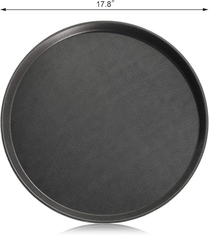 New Star Foodservice Non-Slip Tray, Plastic, Rubber Lined, Round (Black, 18-Inch)