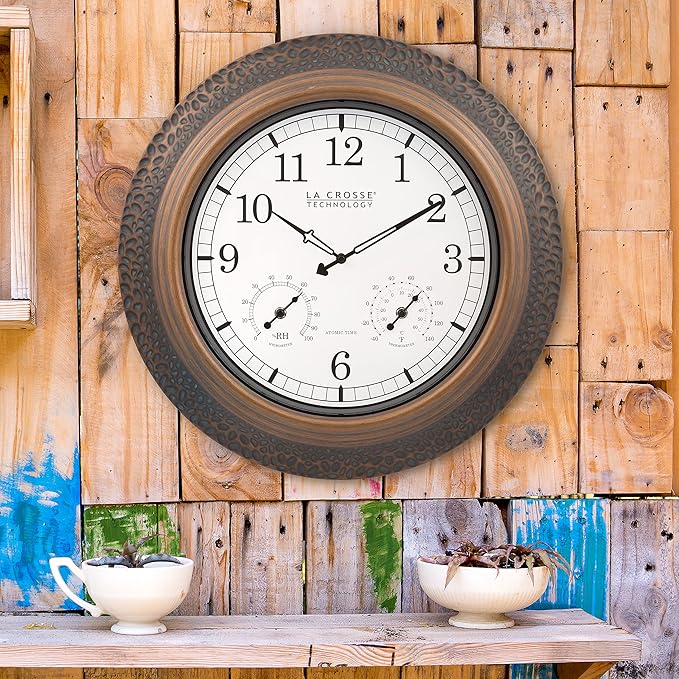 La Crosse Technology 21 in. Indoor/Outdoor Marcella Metal Atomic Wall Clock