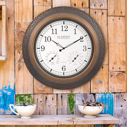 La Crosse Technology 21 in. Indoor/Outdoor Marcella Metal Atomic Wall Clock