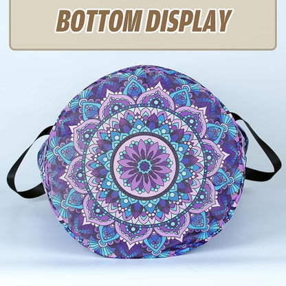 Mandala Laundry Basket Beautiful Flowers Foldable Oxford Cloth Funny Tote Bag Laundry Hamper Clothes Storage Bucket Organizer For Bathroom/Laundry Storage/Bedroom 18.9x16.5 Inch