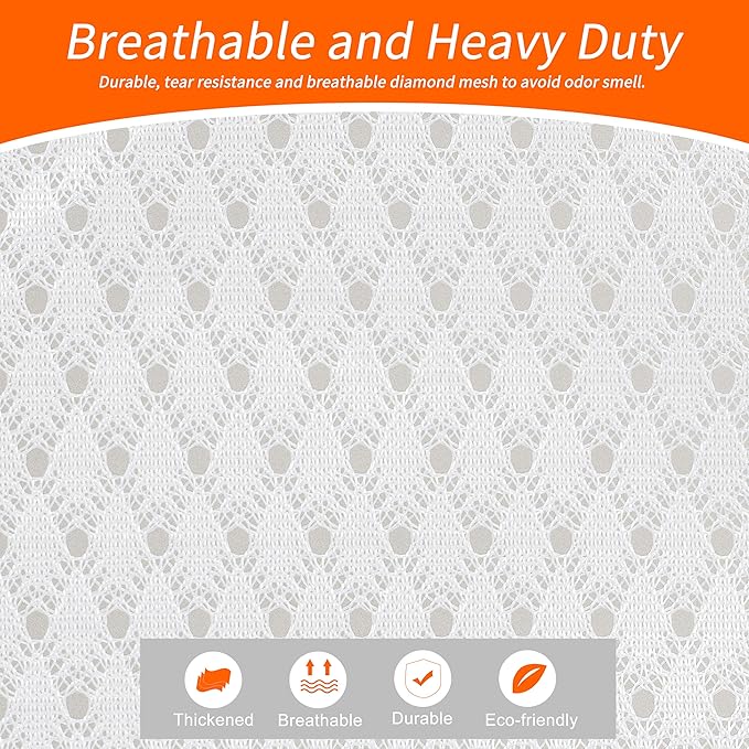 Polecasa Heavy Duty Diamond Mesh Laundry Bags 24x36" - Machine Washable Large Commercial Grade Laundry Bag with Drawstring & ID Tag for College Dorms, Travel, Sports Equipment – White