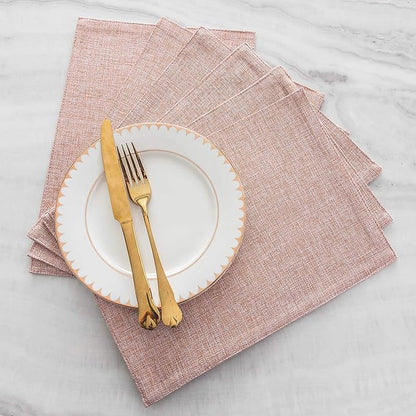 Home Brilliant Placemats Set of 6 Pink Apricot Table Place Mats for Women Wedding Valentines Decoration Blush Placemats Washable Place Mats for Dining Kitchen Restaurant Table, Pink