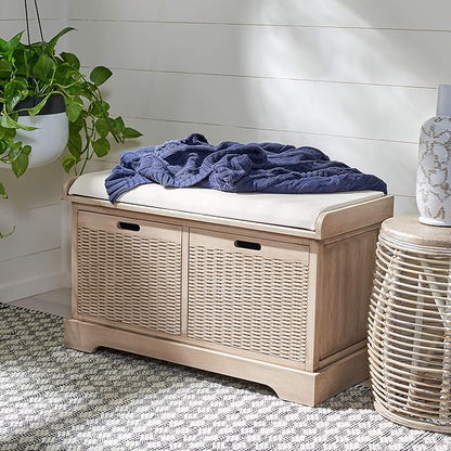Safavieh Home Collection Landers Sand 2-Drawer/Cushion Storage Bench (Fully Assembled) BCH5702D