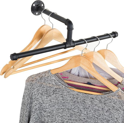 MyGift Matte Black Metal Hanging Clothes Rod, 20 Inch Industrial Pipe Garment Bar for Closet