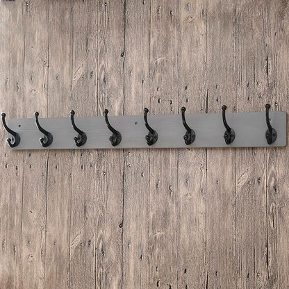 WEBI Rustic Coat Rack Wall Mount,35.43" Long 8 Cast Iron Coat Hooks Wall Mounted,Heavy Duty Wall Coat Hanger Hooks for Hanging Coats,Clothes,Gray