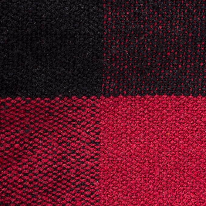 DII Buffalo Check Collection Rustic Farmhouse Throw Blanket with Tassles, 50x60, Tango Red/Black (Pack of 2)