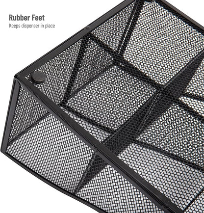 Mind Reader Countertop Organizer, Office Breakroom Supply Caddy for Cups Lids Stirrers and Condiments, Metal Mesh, Black