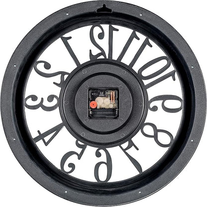 Bernhard Products Large Wall Clock 16 Inch Gray Noiseless Battery Operated Quality Quartz Rustic Farmhouse Shabby Chic Vintage Design for Kitchen/Living Room/Bedroom/Decorative Stylish Clocks