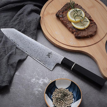 SAMCOOK Kiritsuke Chef Knife - 8 Inch Professional Sharp Damascus Knife - Japanese VG-10 High Carbon Stainless Steel Kitchen Gyuto knife - Ergonomic Octagonal Ebony Handle with Gift Box