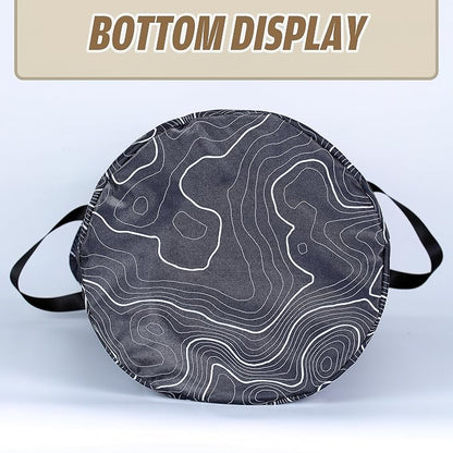 Topographic Map Laundry Basket Topography Pattern Foldable Oxford Cloth Funny Tote Bag Laundry Hamper Clothes Storage Bucket Organizer For Bathroom/Laundry Storage/Bedroom 18.9x16.5 Inch
