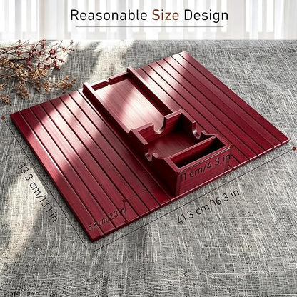 Yoshiky Bamboo Couch Armrest Table, Couch Arm Tray with Removable Couch Cup Holder, 2 in 1 Design Foldable Anti-Slip Bamboo Couch Tray and Sofa Cup Holder for Drink