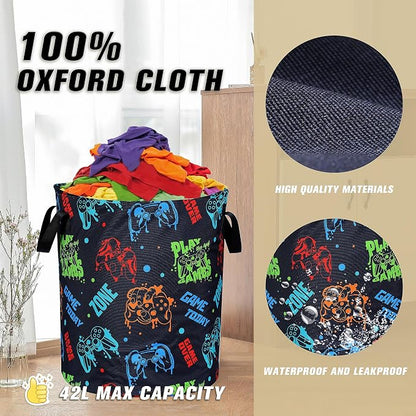 Game Machine Laundry Basket Funny Color Foldable Oxford Cloth Tote Bag Laundry Hamper Clothes Storage Bucket Organizer For Bathroom/Laundry Storage/Bedroom Storage Basket 18.9x16.5 Inch
