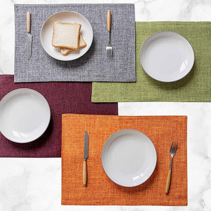 Home Brilliant Green Placemat Set of 6 Washable Place Mats Placemats Heat Resistant Table Mats for Wooden Table Dinner Spring Decor, Lime Green