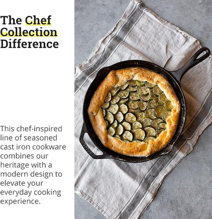 Lodge 12" Cast Iron Skillet - Chef Collection - Perfect Sear - Ergonomic Handles - Superior Heat Retention - Cast Iron Cookware & Skillet