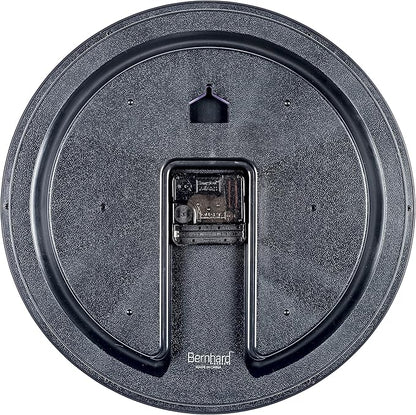 Bernhard Products Black Wall Clock, Large 13-Inch Silent Non Ticking Quartz Battery Operated Round Easy to Read Classroom/Home/School/Office Clock